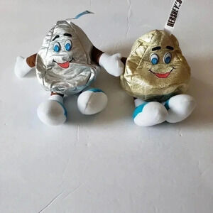 Vintage hersheys kiss set of 2 gold &silver beanbag plastic eye rare